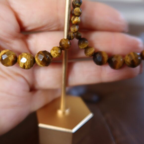 Chan Luu Tiger's Eye (70+) front facing hoops earrings 2" wide and long drops - Picture 7 of 13